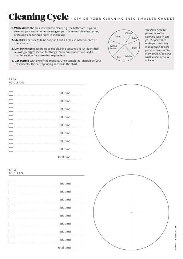 Free printable with a cleaning cycle