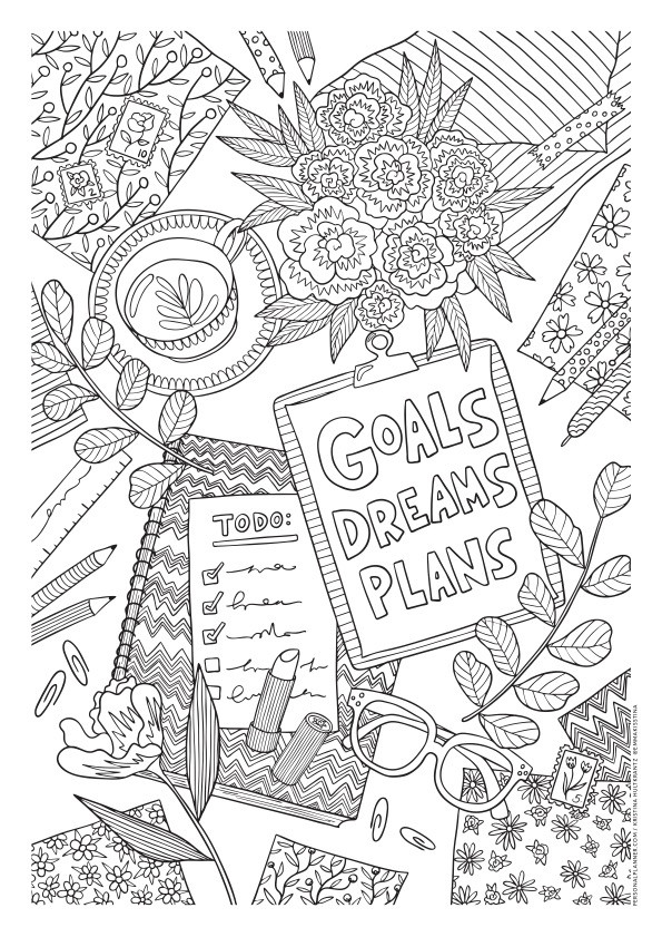 Free coloring page - goals, dreams, plans