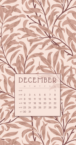 Wallpaper for December with calendar