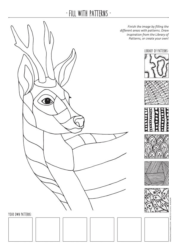 Fill with Patterns - a free coloring printable