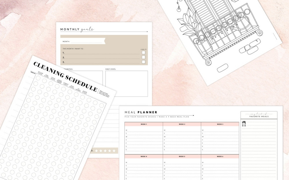 Discover our most popular freebies here! Whether it’s meal planning, cleaning, self-care, or coloring – which free printable will be your favorite? Take a peek & download our templates for free.