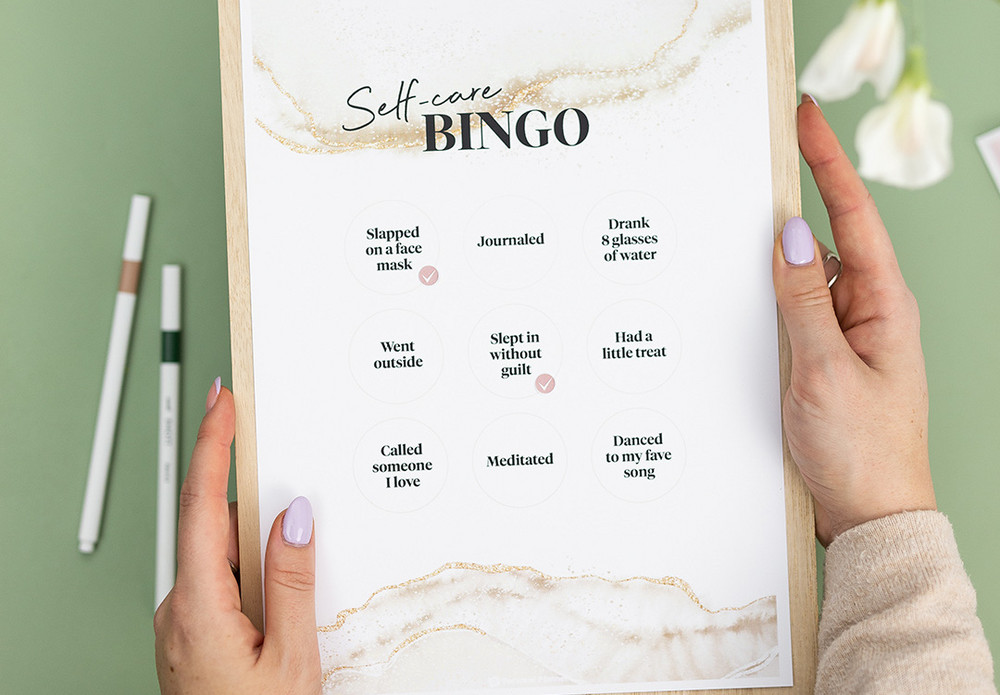 We wanted to send you something that made YOU think about YOU. What you need, what you want, what makes you feel good in these times. So here’s a lovely Self-Care Bingo, from us to you. <br />
<br />
So whether sleeping in on a weekday morning or slapping on a DIY face mask in the middle of the day is what winds you down, make it a priority this week to take care of YOU. 