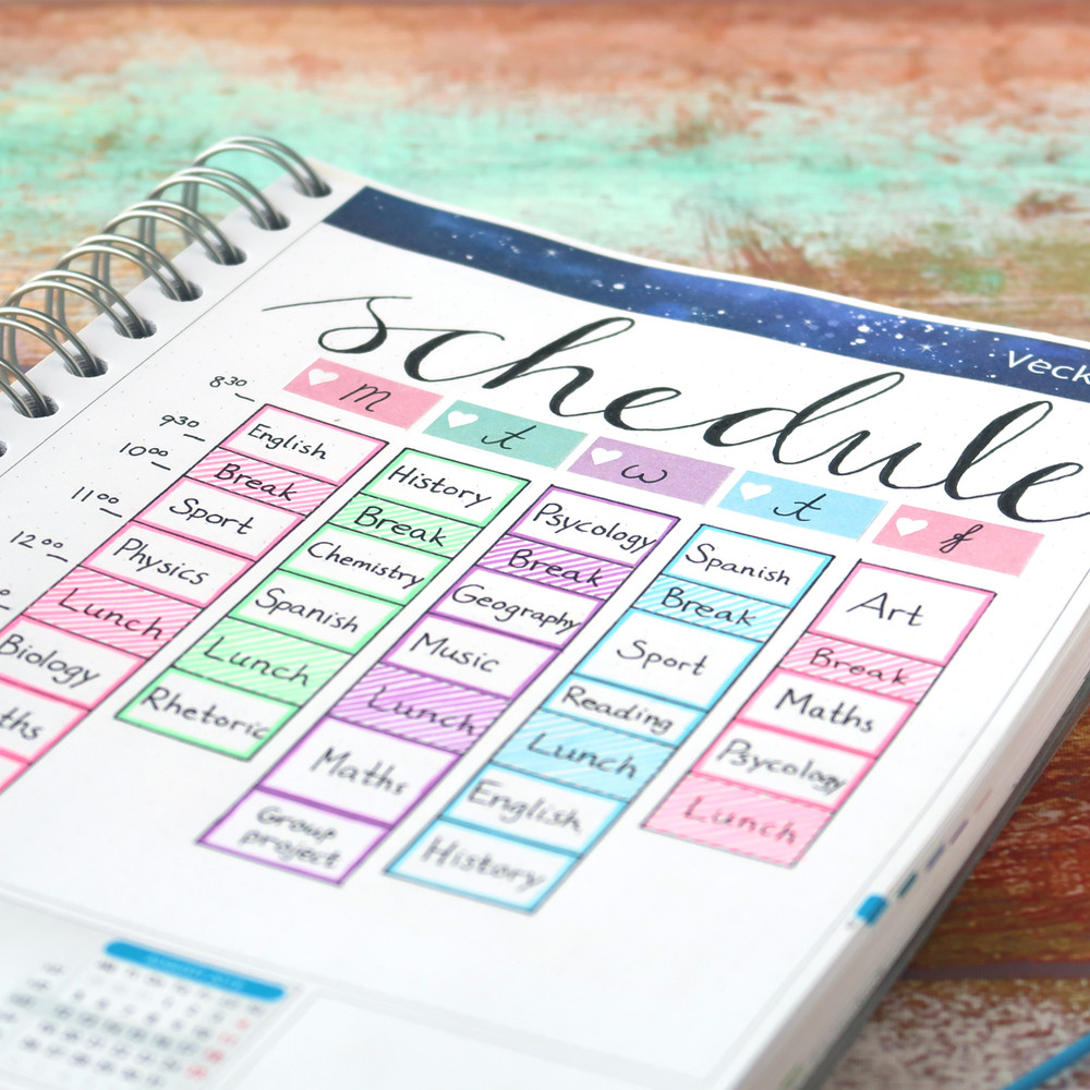 Back to School Class Schedule Layout For Your Planner Or Bullet Journal!