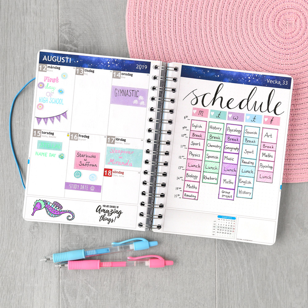 Back to School Class Schedule Layout For Your Planner Or Bullet Journal!