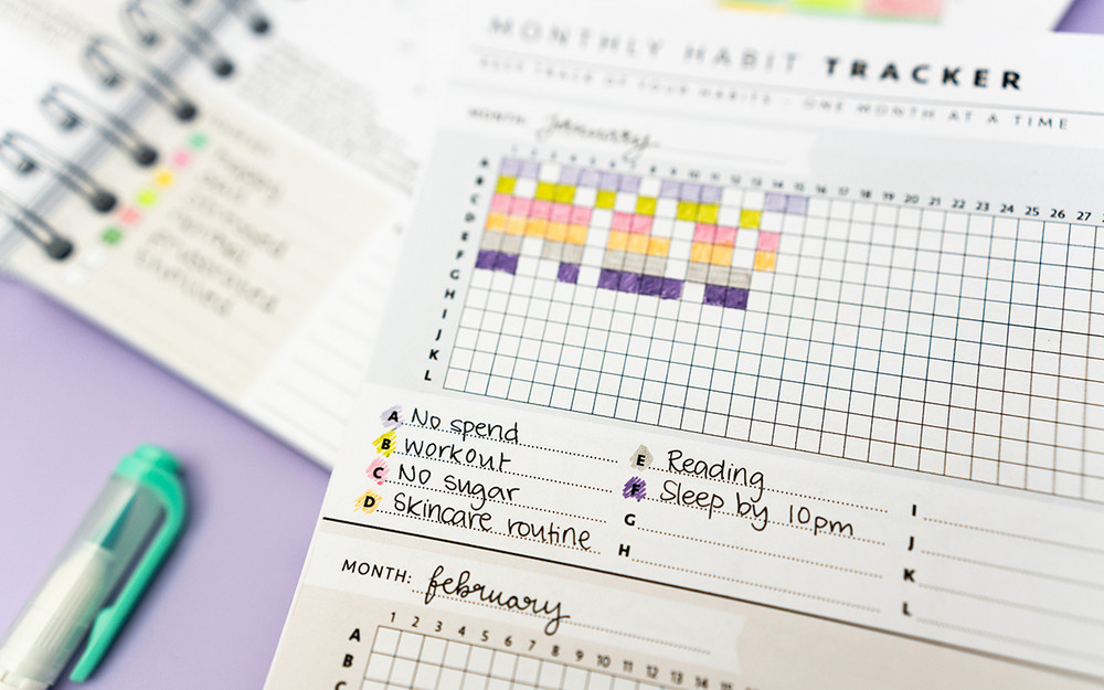 Temasiden Monthly Habit Tracker som noen har skrevet i