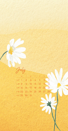 Juli Kalender-Wallpaper mit Blumenmotiv